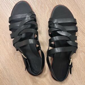 Cole Haan Black & Gold Leather Strappy Sandals Size 10
